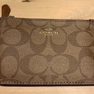 NEW! COACH Card Wallet Key Chain Khaki/Brown